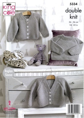 Knitting Pattern - King Cole 5334 - Comfort DK - Baby Cardigans and Sweater
